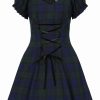 Dresses * | Hell Bunny Nora Dublin Tartan 60'S Mini Dress Green