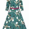 Dresses * | Collectif Suzanne Witches 50'S Swing Dress Teal