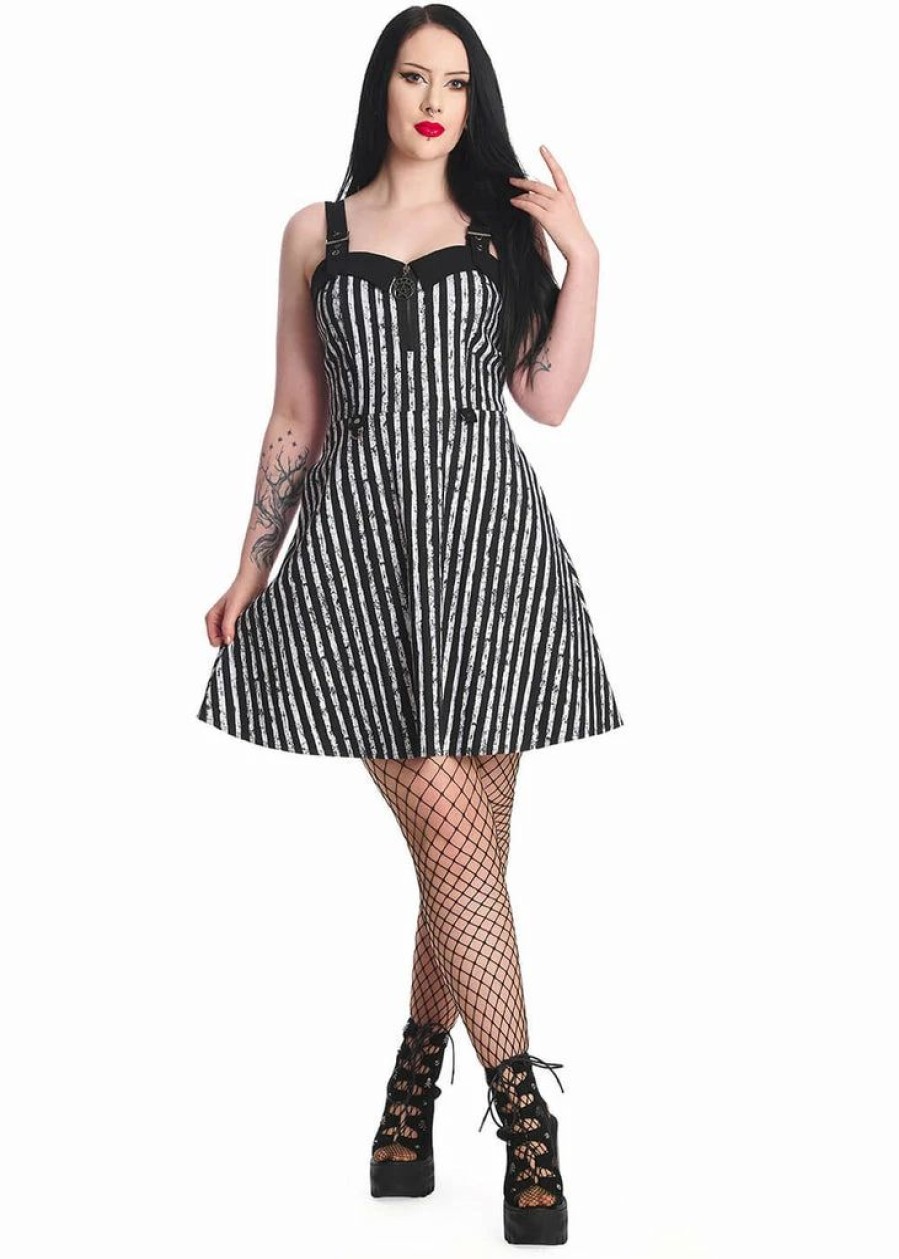 Dresses * | Banned Spooky Nightwalks 50'S Swing Dress Black White