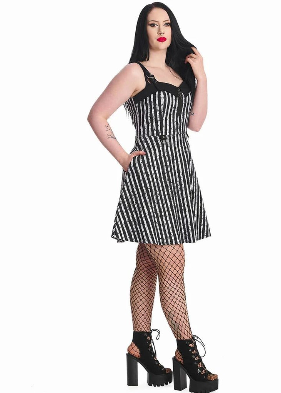 Dresses * | Banned Spooky Nightwalks 50'S Swing Dress Black White