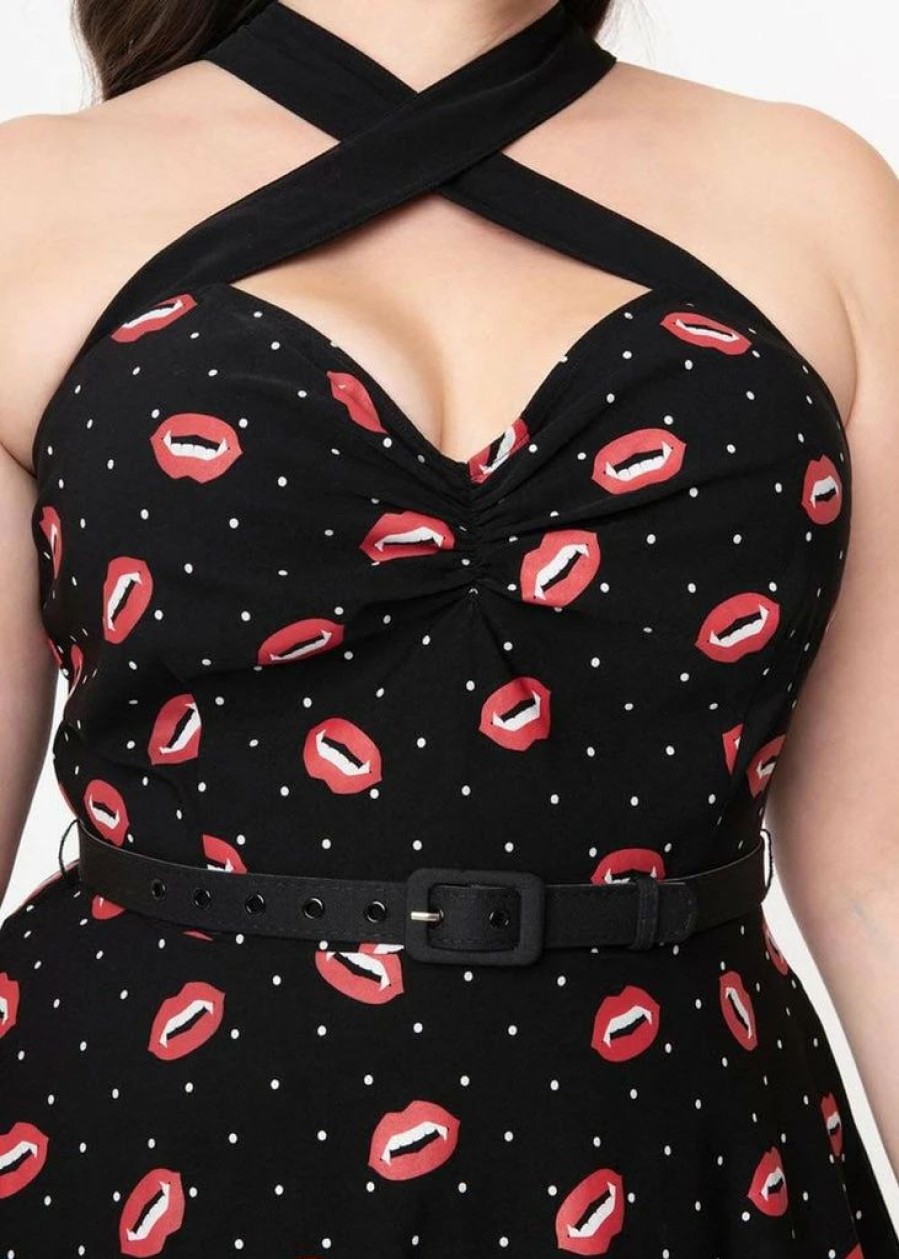 Dresses * | Unique Vintage Vampire Kiss 50'S Swing Dress Black