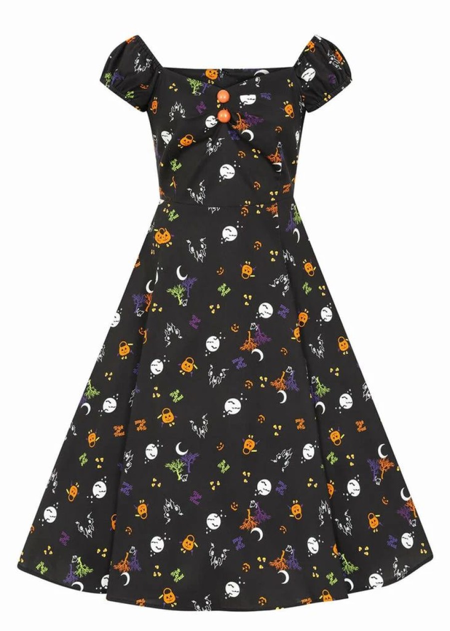 Dresses * | Collectif Dolores All Hallows Eve 50'S Swing Dress Black