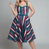 Dresses * | Collectif Nova Paradise Stripe 50'S Swing Dress Multi