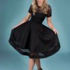 Dresses * | Dolly & Dotty Tess Embroided 50'S Swing Dress Black