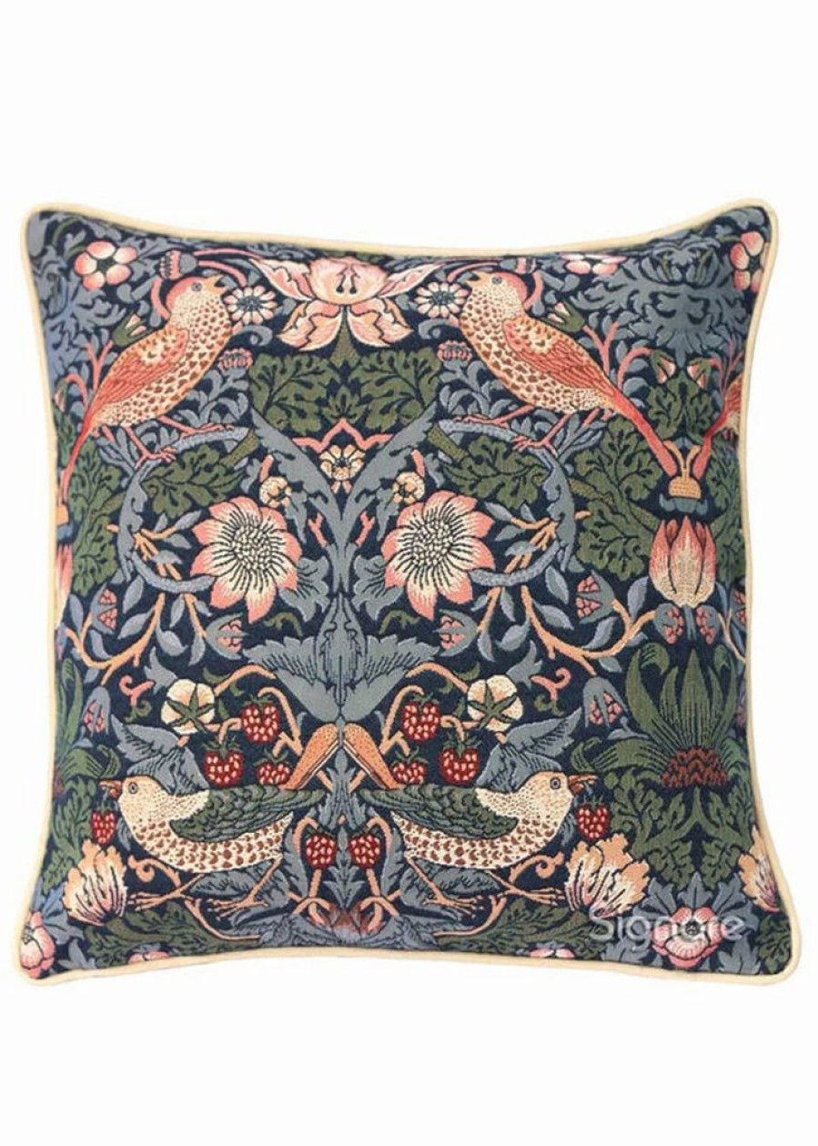 Pillows * | Tapestry Bags Morris Strawberry Thief Cushion Cover Blue