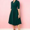 Dresses * | Pretty Dress Company Leyla 50'S Swing Dress Forest Green