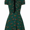 Dresses * | Hell Bunny Vixey Fox 40'S Dress Dark Green