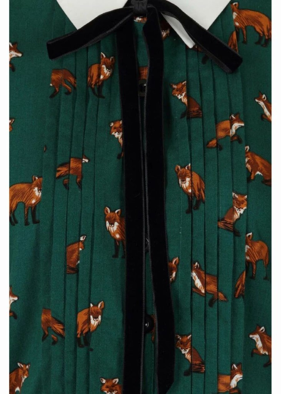 Dresses * | Hell Bunny Vixey Fox 40'S Dress Dark Green