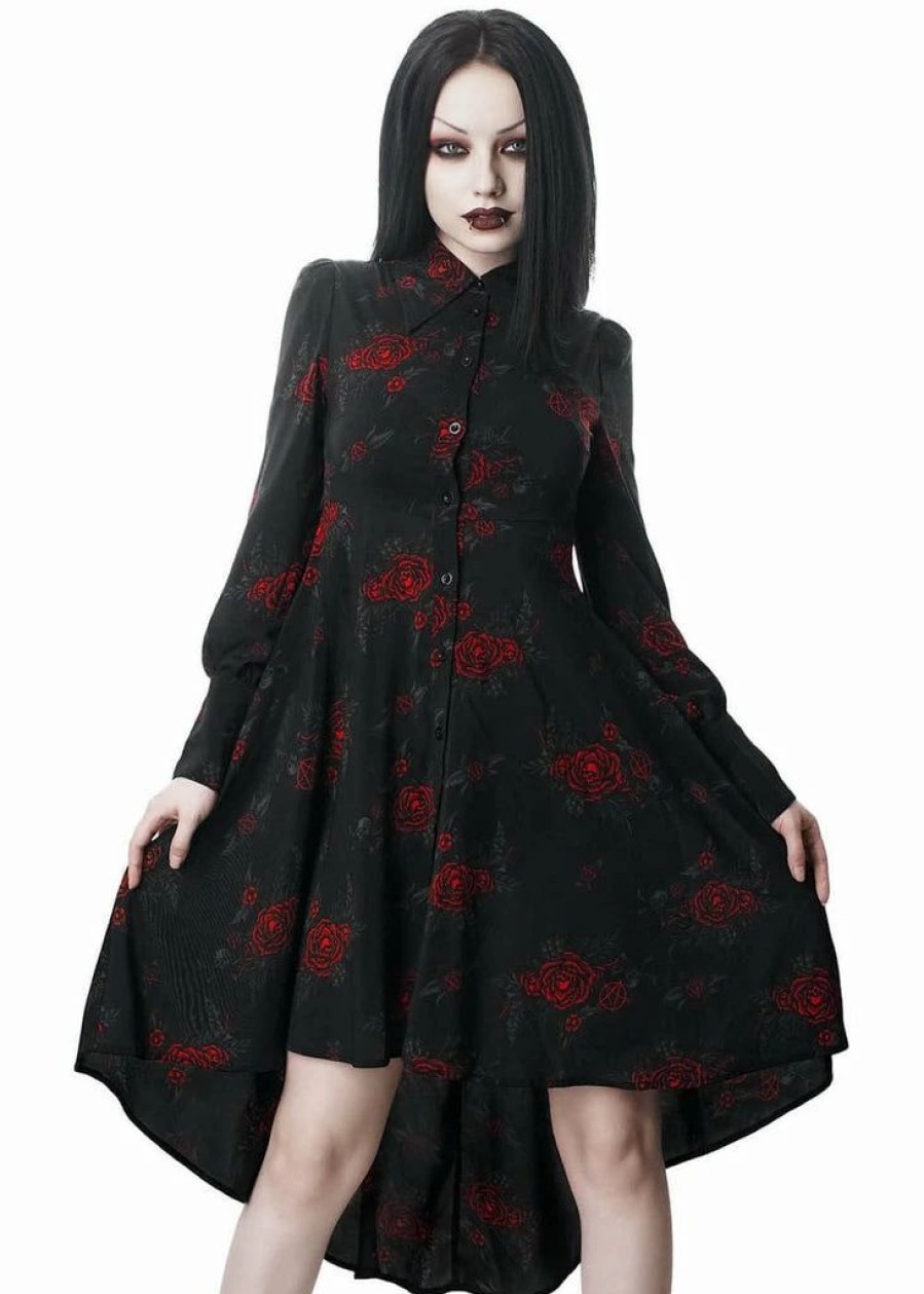 Dresses * | Killstar Pandora Rose Shirt 70'S Dress Black