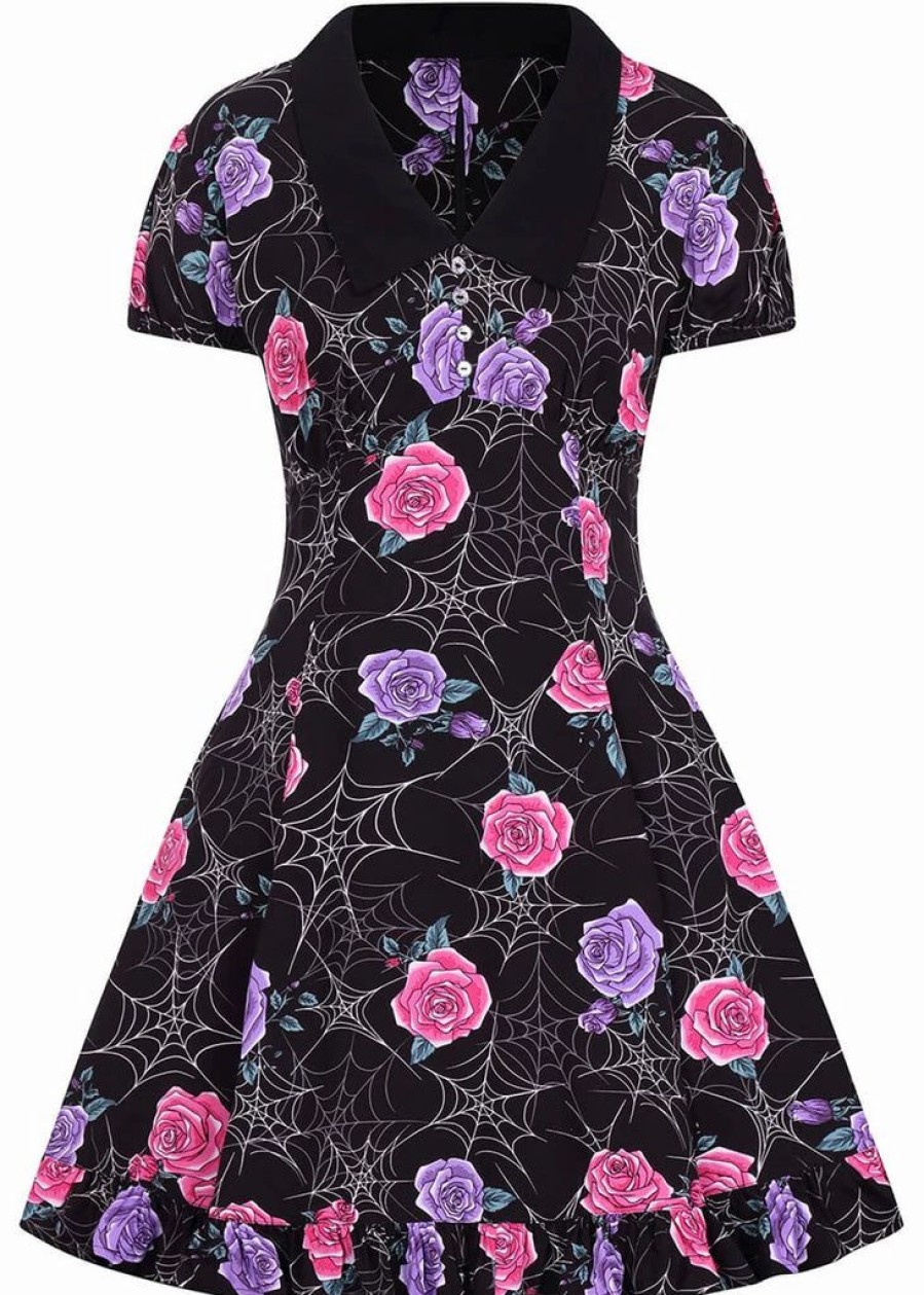 Dresses * | Hell Bunny Eloise Spiderweb 60'S Mini Dress Black