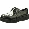 Shoes * | T.U.K Unisex Viva Lo Sole Creeper Leather Black White