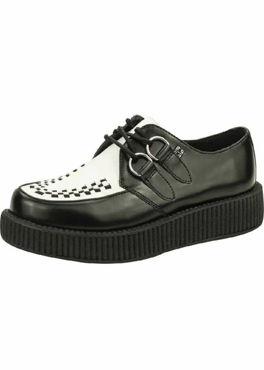 Shoes * | T.U.K Unisex Viva Lo Sole Creeper Leather Black White