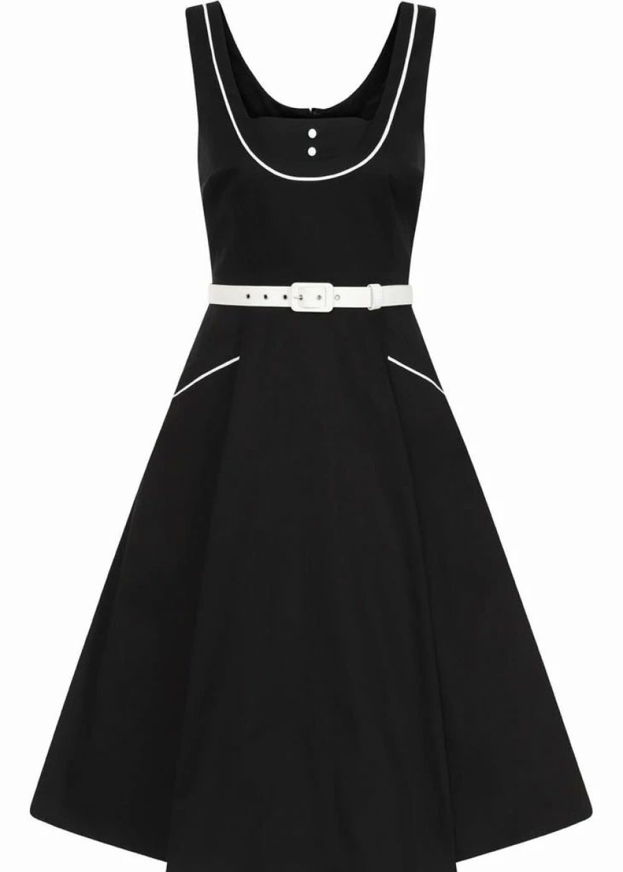 Dresses * | Collectif Kinsley Sailor 60'S Swing Dress Black