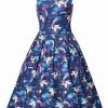 Dresses * | Dolly & Dotty Amanda Unicorn 50'S Swing Dress Navy