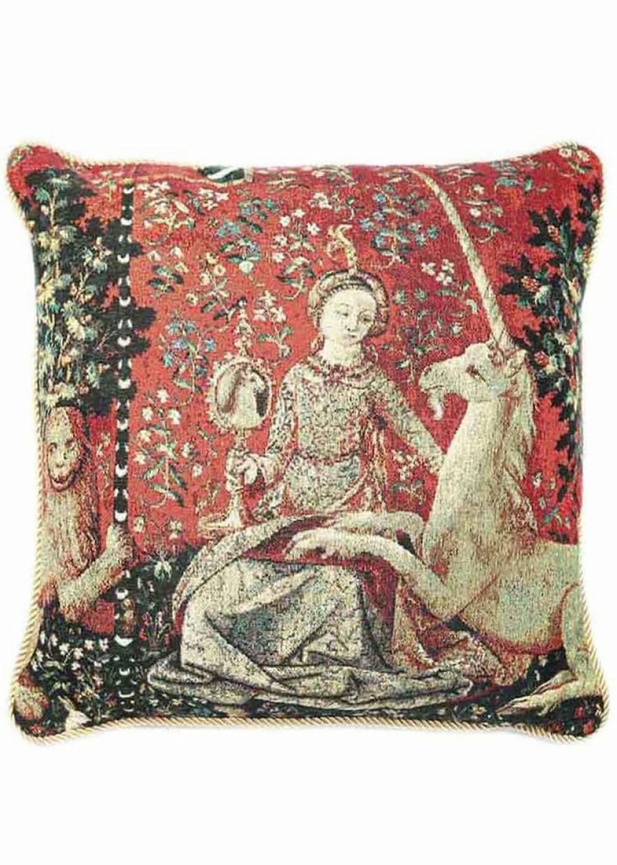 Pillows * | Tapestry Bags Lady & Unicorn Sense Of Sight Cushion Cover