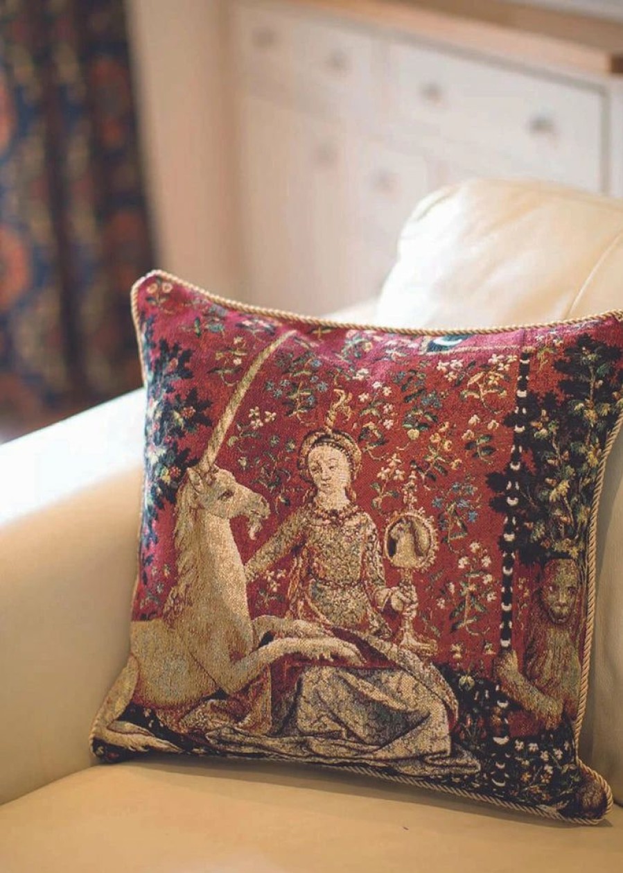 Pillows * | Tapestry Bags Lady & Unicorn Sense Of Sight Cushion Cover