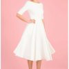 Dresses * | Pretty Dress Company Hepburn 50'S Swing Dress Ivory