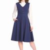 Dresses * | Banned Prim 40'S Swing Dress Navy