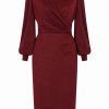 Dresses * | Pretty Dress Company Jenson 50'S Pencil Dress Bordeaux