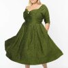 Dresses * | Unique Vintage Lamar Velvet 50'S Swing Dress Green