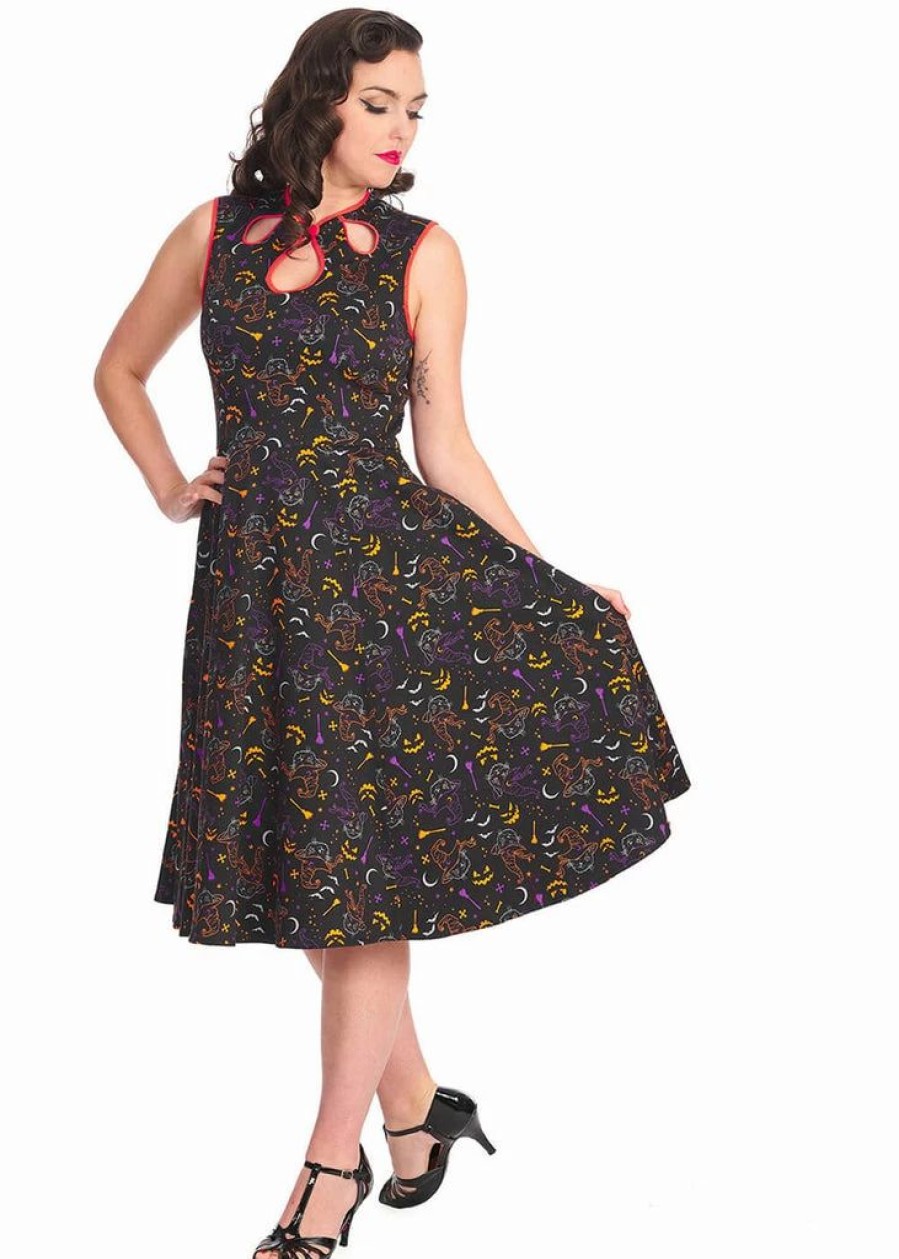 Dresses * | Banned All Hallows Cat 50'S Swing Dress Black