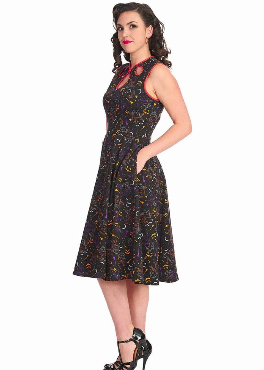 Dresses * | Banned All Hallows Cat 50'S Swing Dress Black