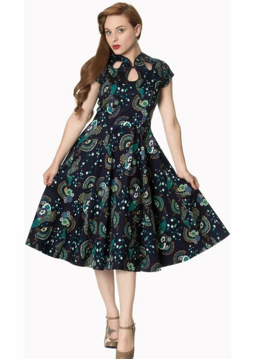 Dresses * | Banned Proud Peacock Cutout Swing Dress