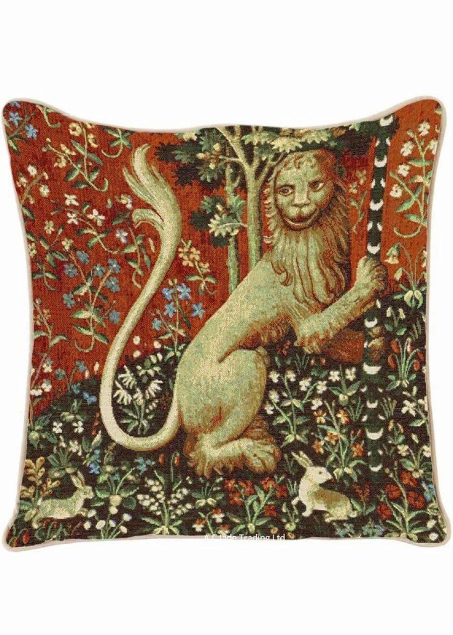 Pillows * | Tapestry Bags Lady And The Unicorn Lion Cushion Cover