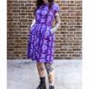 Dresses * | Run & Fly Retro Floral 70'S A-Line Dress Purple