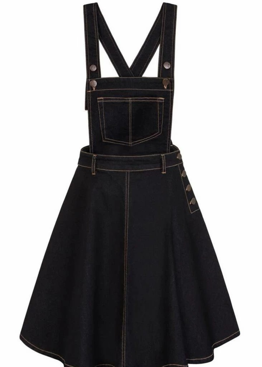 Dresses * | Hell Bunny Dakota 50'S Pinafore Swing Dress Navy