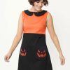 Dresses * | Unique Vintage Smak Parlour Pumpkin Power 60'S Mini Dress Black Orange