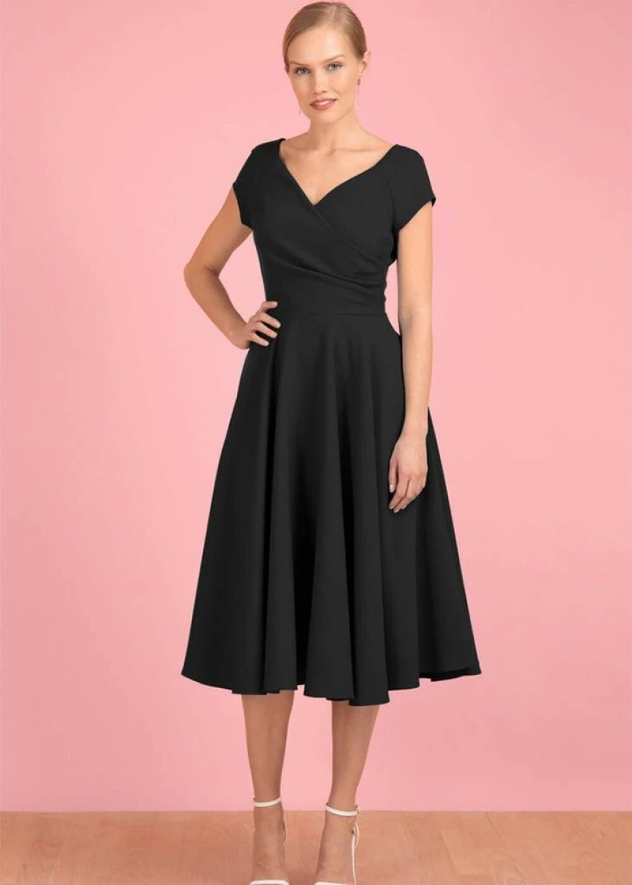 Dresses * | Pretty Dress Company Hourglass 50'S Swing Dress Black