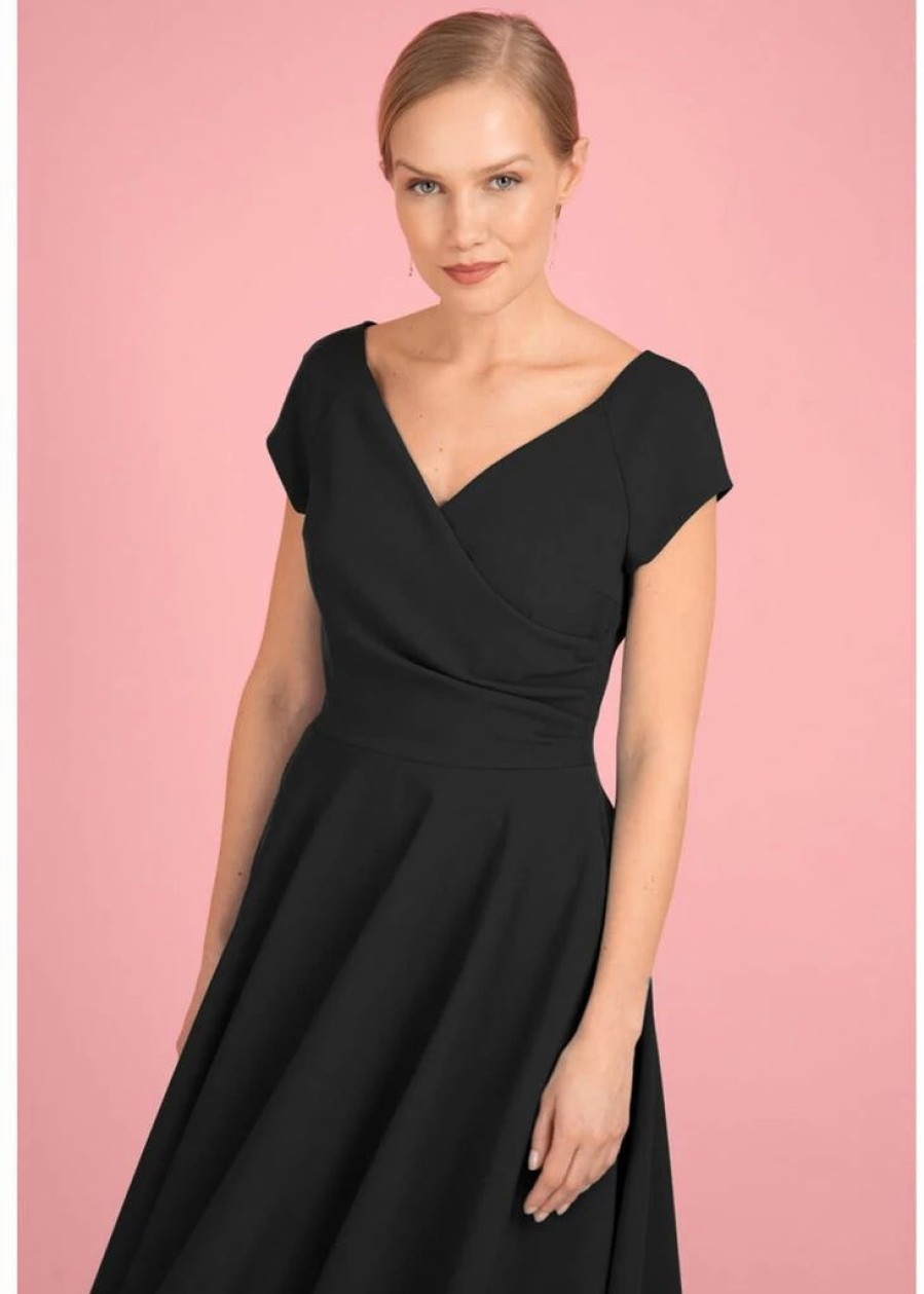 Dresses * | Pretty Dress Company Hourglass 50'S Swing Dress Black