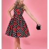 Dresses * | Dolly & Dotty Elizabeth Roses And Polkadots 50'S Swing Dress