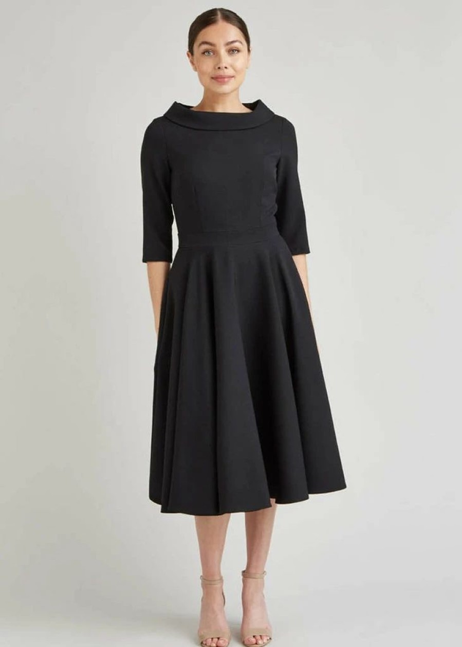 Dresses * | Pretty Dress Company Kennedy 50'S Swing Dress Black