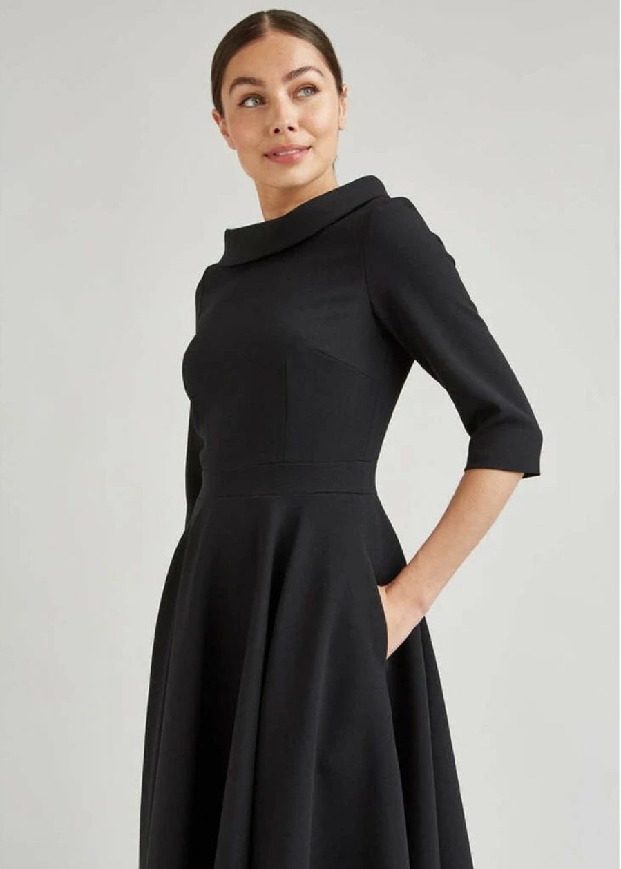 Dresses * | Pretty Dress Company Kennedy 50'S Swing Dress Black