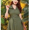 Dresses * | Collectif Caterina Vintage 40'S Swing Dress Olive