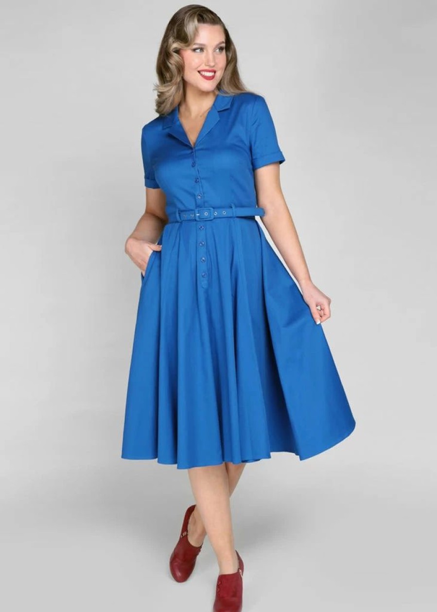 Dresses * | Collectif Caterina 50'S Swing Dress Blue