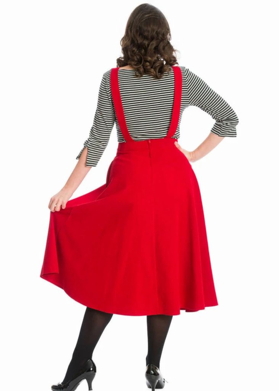 Dresses * | Banned Love Me True Heart Pinafore 40'S Dress Red