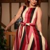 Dresses * | Collectif Frances Bubble Gum Stripe 50'S Swing Dress Multi