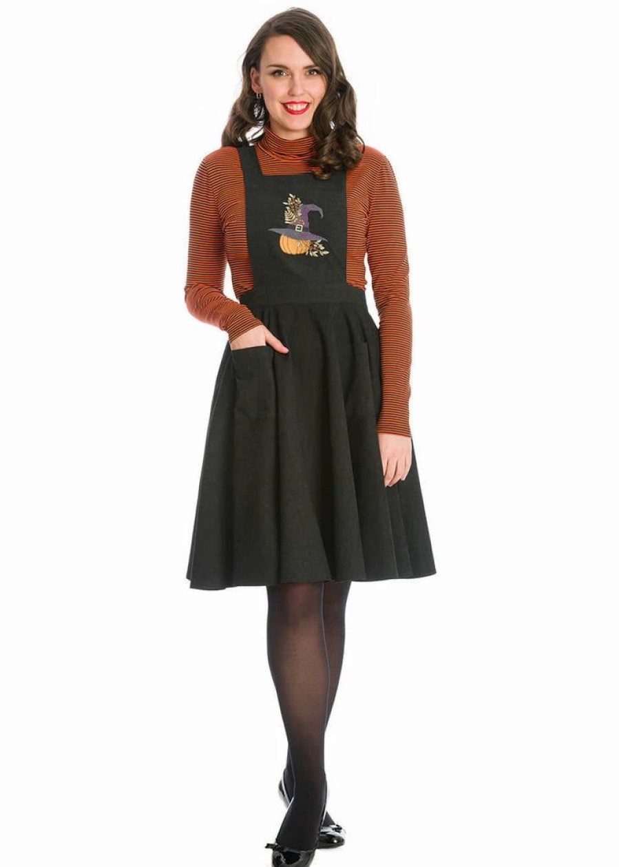 Dresses * | Banned Pumpkin Spice & All Things Nice Pinafore 60'S Swing Dress Black