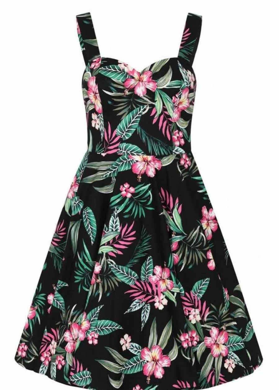 Dresses * | Hell Bunny Kalani 50'S Swing Dress Black