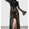 Dresses * | Killstar Condolences Lace Shirt Maxi Dress Black