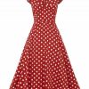 Dresses * | Collectif Dolores Polkadot 50'S Swing Dress Red