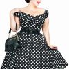 Dresses * | Collectif Dolores Polkadot Swing 50'S Dress Black