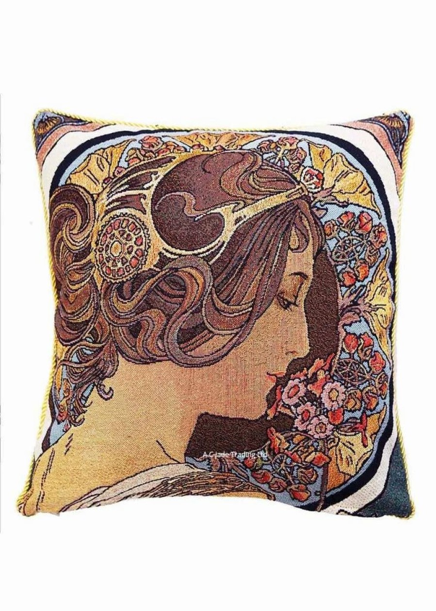 Pillows * | Tapestry Bags Alphonse Mucha Primrose Cushion Case