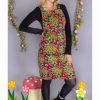 Dresses * | Run & Fly 70'S Floral Corduroy Midi Pinafore Dress Purple Green