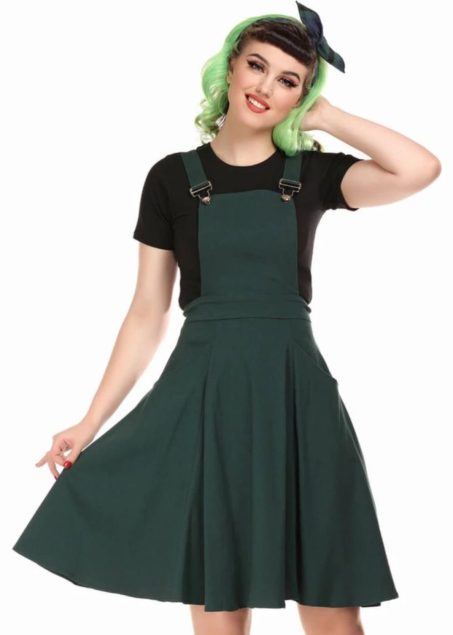 Dresses * | Collectif Kayden 40'S Overalls Swing Dress Green