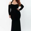 Dresses * | Unique Vintage Elvira Velvet Maxi Dress Black