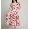 Dresses * | Collectif Dolores Strawberry 50'S Swing Dress Pink